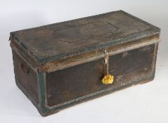 A 19th Century leather and camphorwood trunk, the studwork top and sides with one carrying handle,