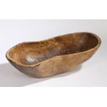 A 19th Century Swedish bowl, the oval shaped bowl stamped NPO and a heart beneath, 47.5cm long