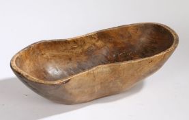 A 19th Century Swedish bowl, the oval shaped bowl stamped NPO and a heart beneath, 47.5cm long