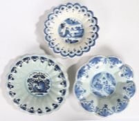 An 18th Century English Delft lobed dish, London circa 1680, decorated with an Oriental scene to the