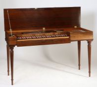 A Clavichord by John Morley of London, the rectangular case above four tapering fluted legs, 138cm