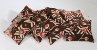 A set of eight Kilim cushions, the kilim sections made into cushions, each approximately 38cm x