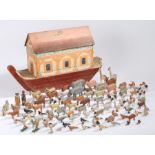 A 19th Century painted Noah's Ark and Animal set, to include over ninety carved and painted