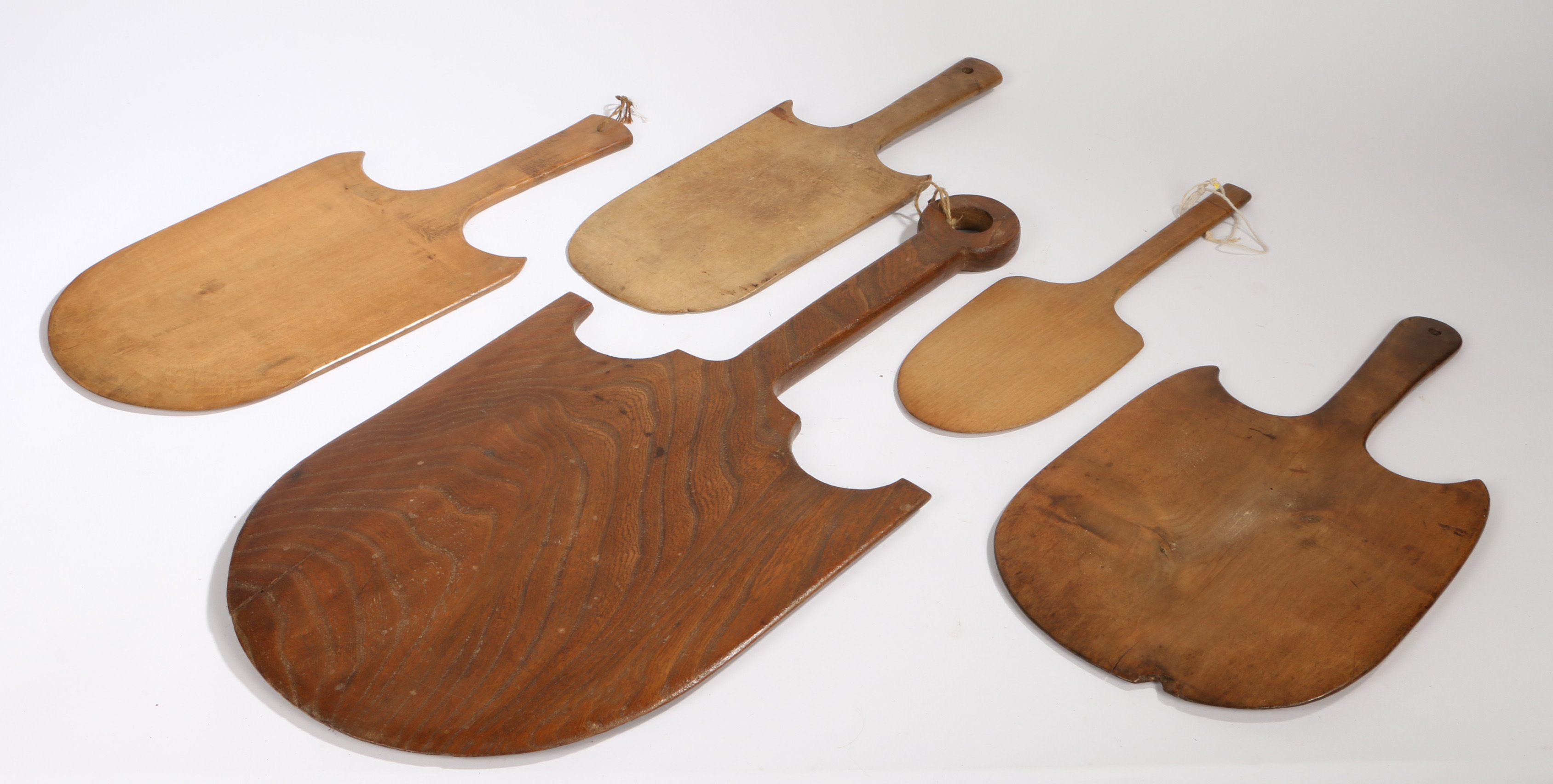A collection of 19th Century Welsh peels, 38cm long to 63cm long, (5)