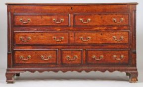 A late 18th Century oak and mahogany crossbanded mule chest, 1770-1800, Lancashire/Cheshire, the