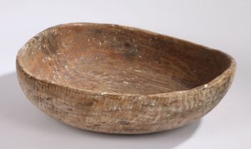 A large 19th Century Swedish bowl, with high sides, initialled OKS to the underside, 54cm wide, 49cm
