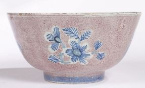 An early to mid 18th Century English Delft bowl, Wincanton, circa 1720-40, the manganese outer