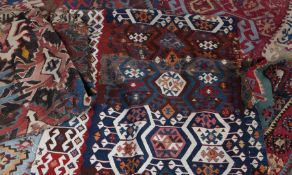 A Collection of seven Anatolian Kilims, all set with various gulf and motifs, A/F  (7)