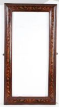 A  Dutch 19th Century mahogany and inlaid frame, the rectangular frame inlaid with flowers, 56cm