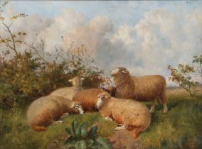 Charles Sillem Lidderdale (British, 1830-1895) Sheep in Landscape monogrammed (lower right), oil