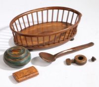 A 19th Century mahogany basket, with stringing and fan inlay, together with a 19th Century nut