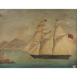 19th Century maritime school, possibly Neapolitan school, Fortitude at full mast flying the Union