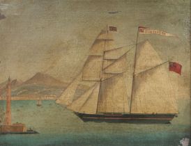 19th Century maritime school, possibly Neapolitan school, Fortitude at full mast flying the Union