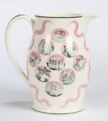 Eric Ravilious for Wedgwood; a water jug decorated in the 'Harvest' pattern with lustre glaze