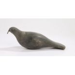 An early 20th Century decoy pigeon, painted in grey with a metal beak and screws set for eyes