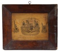 An early 19th Century print of the Hughes children, musical prodigies, housed in a maple frame,