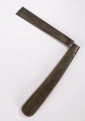 A rare and large 19th Century English whale blubber flensing knife, the large steel folding blade