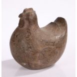 A Folk Art carved wooden plump chicken, 25cm long, 26cm high