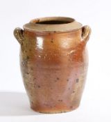 A stoneware twin handled moutarde pot, 25cm high