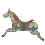 A Victorian carved carousel horse, with polychrome painted decoration, 136cm wide, 96cm high