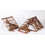 A collection of three late 19th Century architects models, each in the form of roof beam structures,