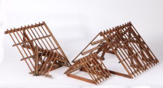A collection of three late 19th Century architects models, each in the form of roof beam structures,