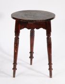 A Victorian occasional table, the circular top raised on turned legs, 51.5cm diameter