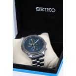 A Seiko "Jumbo" gentleman's stainless steel wristwatch, ref. 6138-3002, the signed blue dial with