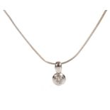An 18 carat white gold and diamond set pendant necklace, the pendant with a round cut diamond to the
