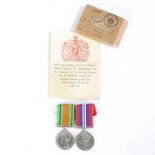 Second World War pair of medals, 1939-1945 British War Medal and Victory Medal with named box of