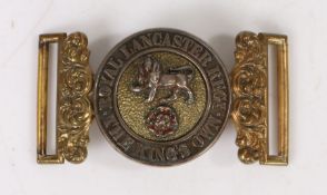 Victorian Officers 1855 Pattern Waist Belt Clasp to the Kings Own Royal Lancaster Regiment, gilt and