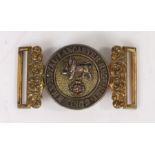 Victorian Officers 1855 Pattern Waist Belt Clasp to the Kings Own Royal Lancaster Regiment, gilt and