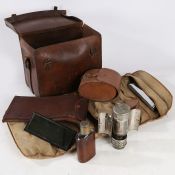 First World War officers Campaign Kit, leather case with brass rings to the sides for carrying