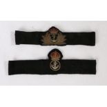 Royal Navy officers Kings Crown bullion cap badge, together with a Petty Officers Kings Crown cap
