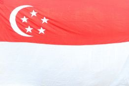Large flag of the Republic of Singapore, multi piece construction, rope halyard, approx 366 cm x 244