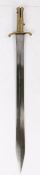 British Pattern 1837 Brunswick Sword Bayonet, double edged, fullered, steel blade, brass crossguard,