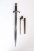 British Pattern 1887 Sword Bayonet, dated '91 to the Picasso, Nepalese markings to crossguard,