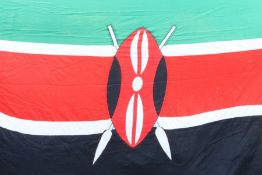 Large flag of the Republic of Kenya, multi piece construction, rope halyard, approx 366 cm x 244