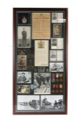 Framed Second World War display including, 1939-1945 Star, Atlantic Star with clasp 'France and