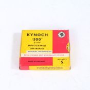 Box of five .500 game/hunting rounds by Kynoch, inert