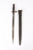 First World War U.S. M1917 Sword Bayonet, U.S.Ordnance marks to ricasso, held in leather scabbard