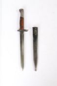 Belgian FN Model 1949 Knife Bayonet, double edged steel blade, pommel marked 'SA30' with serial