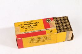 Box of forty .351 rounds for the Winchester Self Loading Rifle, by Kynoch, inert