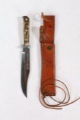 Bowie knife by the German maker Puma, Solingen, steel blade marked ''6396 Handmade, Original