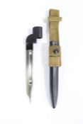 British No.9 Socket Knife Bayonet, made by Enfield in 1952, socket stamped 'No9 Mk1' and 'E52', held