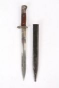 Brazilian M1935 Knife Bayonet, straight, fullered, single edged blade, crossguard marked '1332',