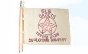 Early 20th Century flag to the 25th London Company, Church Lads Brigade, CLB emblem to the centre,