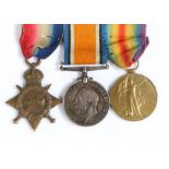 First World War trio of medals, 1914-1915 Star (303928 W. HUBBARD. L. STO. R.N.) 1914-1918 British