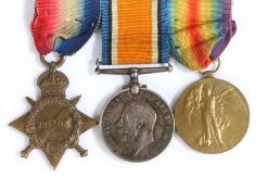 First World War trio of medals, 1914-1915 Star (303928 W. HUBBARD. L. STO. R.N.) 1914-1918 British