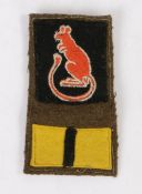 British 7th Armoured Division combination formation sign, orange/red embroidered jerboa above a